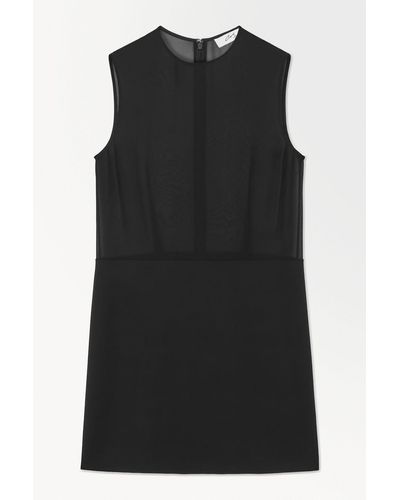 COS The Sheer-panel Silk Shift Dress - Black