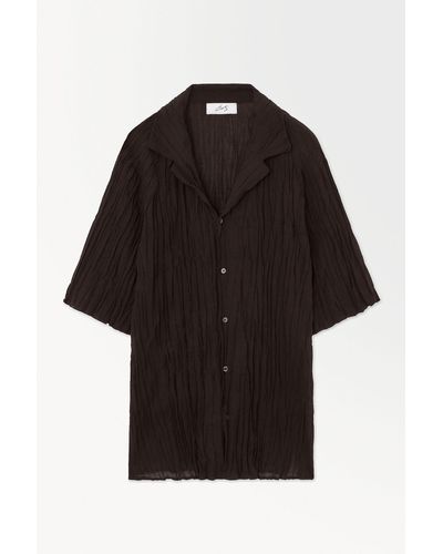 COS The Crinkled Wool Resort Shirt - Black