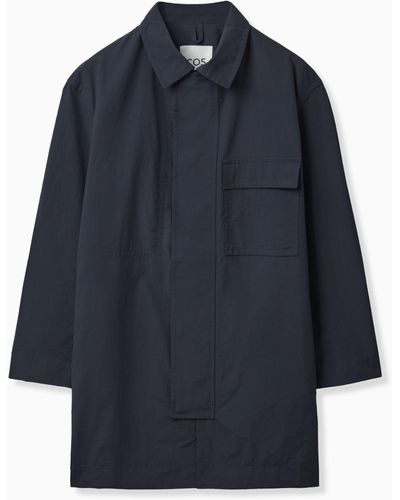 COS Relaxed-fit Car Coat - Blue
