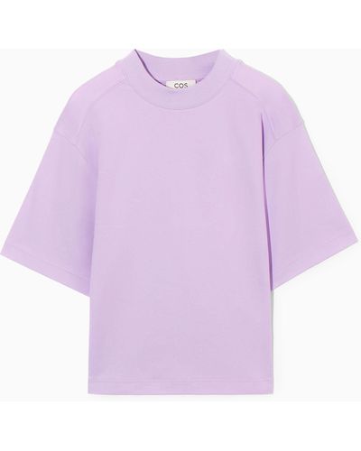 COS Waisted Mock-neck T-shirt - Purple