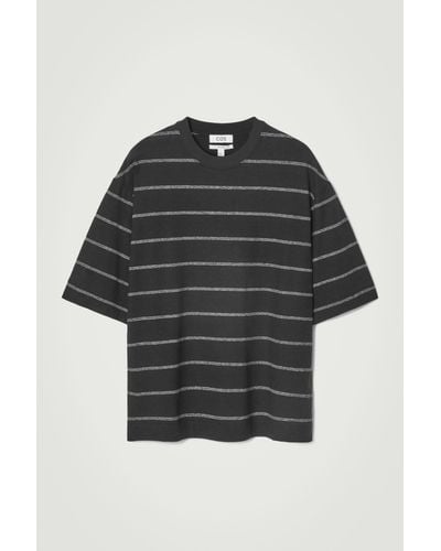 COS Striped Hemp-jersey T-shirt - Black