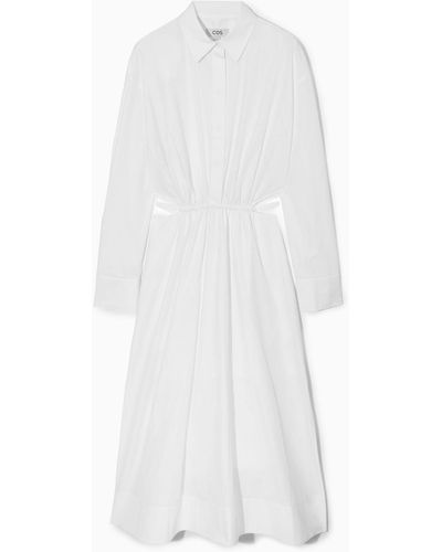 COS Cutout-waist Midi Shirt Dress - White