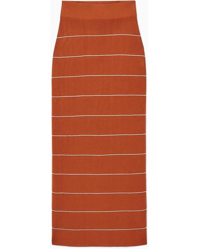 COS Striped Knitted Maxi Skirt - Orange