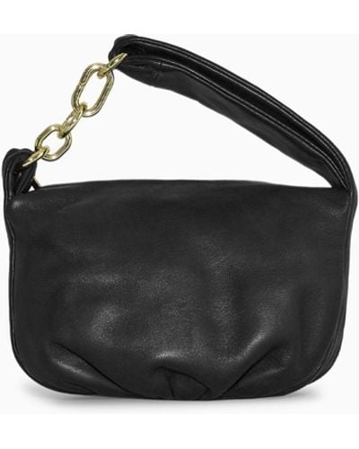 COS Micro Leather Chain Bag - Black