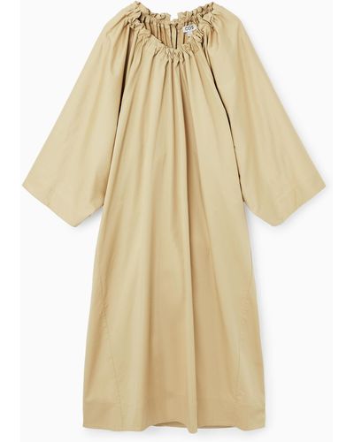 COS Oversized Cotton Midi Dress - Natural