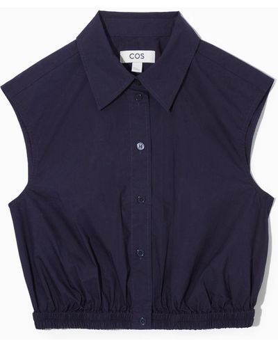 COS Cropped Sleeveless Shirt - Blue
