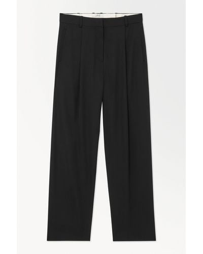 COS The Wide-leg Silk-blend Trousers - Black