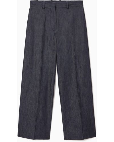 COS Tailored Wide-leg Denim Trousers - Blue