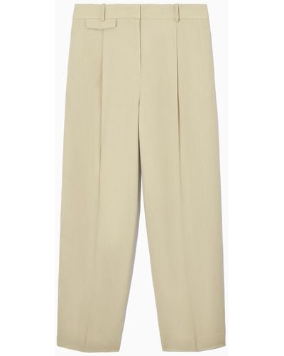 COS Wide-leg Pleated Linen-blend Pants (petite) - Natural