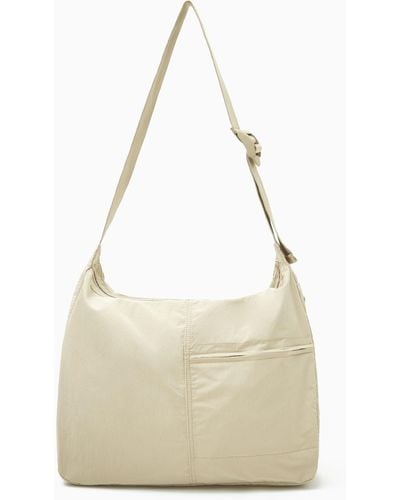 COS Slouchy Nylon Messenger Bag - White