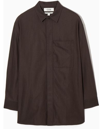 COS Oversized Cotton-twill Shirt - Brown