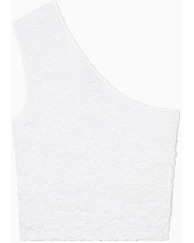 COS Smocked One-shoulder Tank Top - White