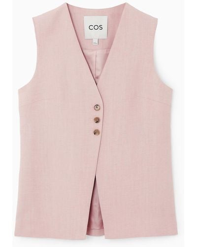 COS Longline Linen-blend Vest - Pink