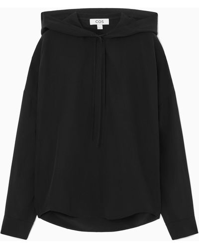 COS Oversized Hooded Silk Blouse - Black