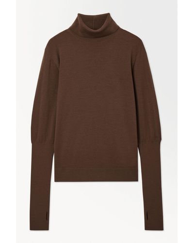 COS The Wool Roll-neck Sweater - Brown