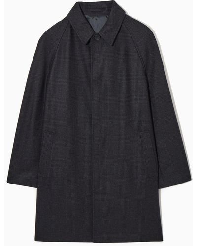 COS Checked Felted-wool Car Coat - Blue