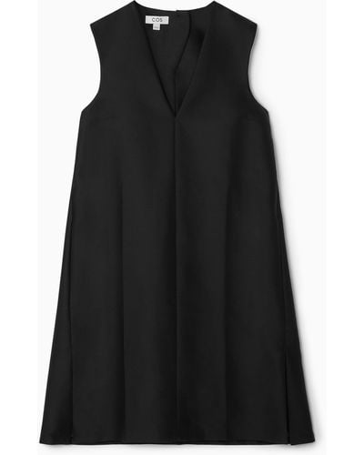 COS Button-detail Wool-blend Dress - Black