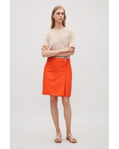 COS Patch Pocket Wrap Skirt - Orange