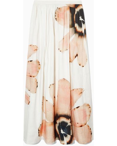 COS Floral-print Beaded Maxi Skirt - Natural