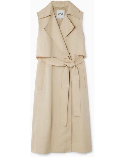 COS Sleeveless Linen-blend Trench Coat - Natural
