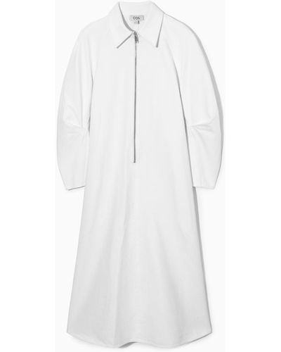 COS Hemdblusenkleid Aus Denim Mit Reissverschluss - Weiß