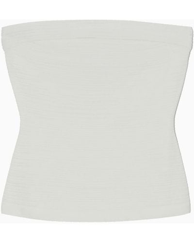COS Textured Bandeau Top - White