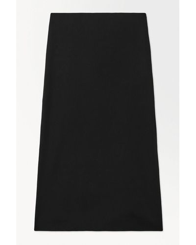 COS The Tailored Silk-blend Midi Skirt - Black