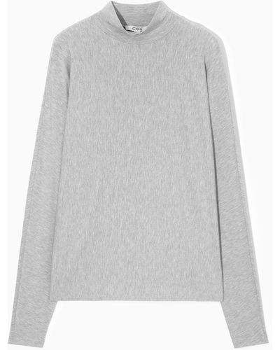 COS Relaxed Long-sleeved Roll-neck Top - White