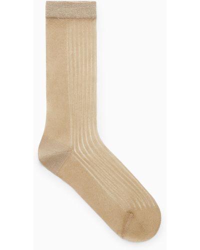 COS Ribbed Sheer Socks - Natural
