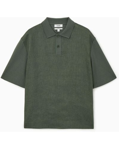 COS Contrast-panel Polo Shirt - Green