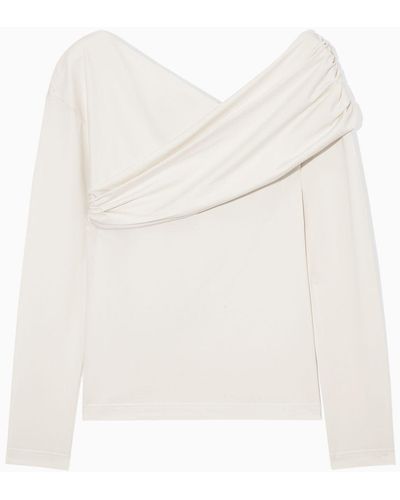 COS Gathered Off-the-shoulder Asymmetric Top - White