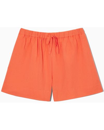 COS Linen Drawstring Shorts - Red
