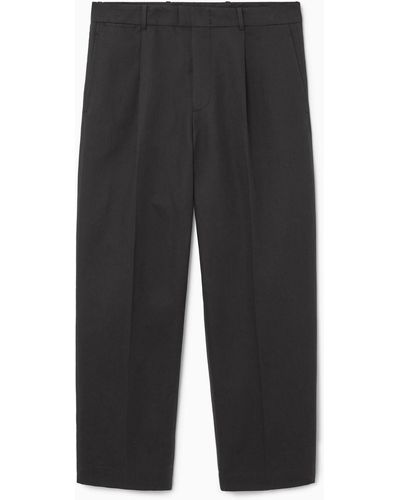 COS Pleated Straight-leg Linen-blend Pants - Gray