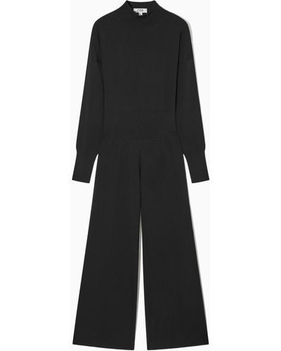 COS Backless Knitted Turtleneck Jumpsuit - Black