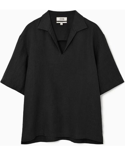 COS Linen Resort Shirt - Black