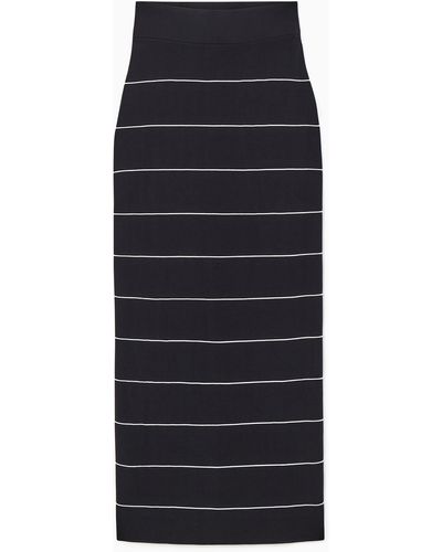 COS Striped Knitted Maxi Skirt - Black