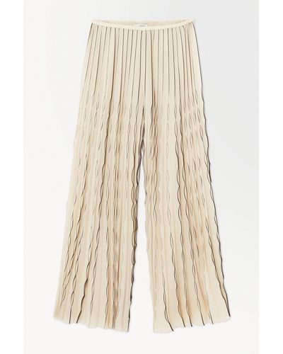 COS The Pleated Chiffon Pants - Natural