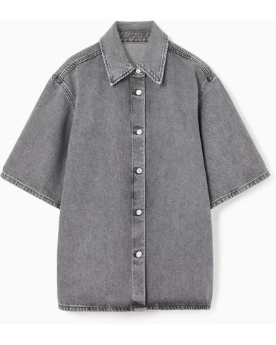 COS Short-sleeved Denim Shirt - Grey