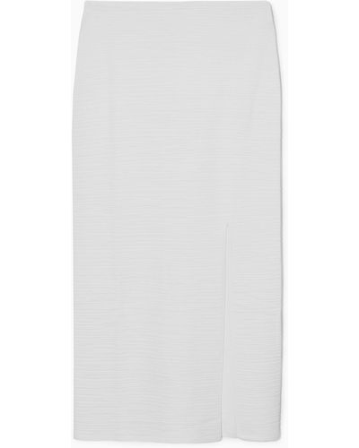 COS Textured Pencil Skirt - White