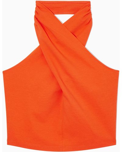 COS Halterneck Cropped Top - Orange