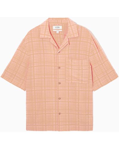 COS Checked Seersucker Camp-collar Shirt - Pink