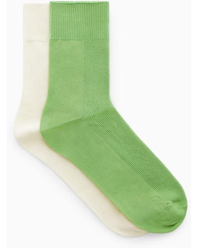COS 2-pack Ribbed Panel Socks - Green