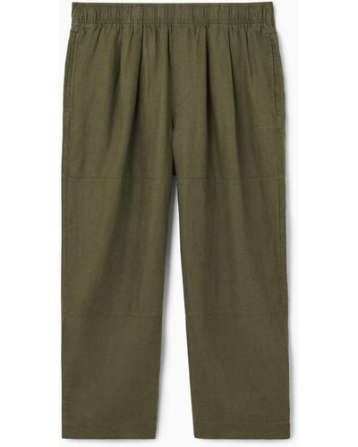 COS Cropped Wide-leg Linen Pants - Green