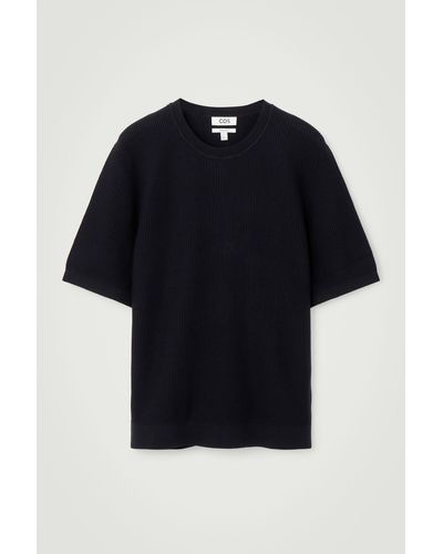 COS Textured Knitted T-shirt - Black