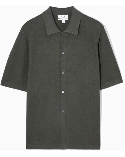 COS Ribbed-knit Linen Shirt - Gray