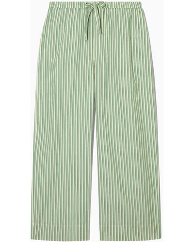 COS Striped Wide-leg Poplin Pajama Pants - Green