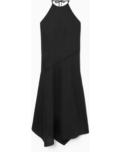 COS Asymmetric Halterneck Dress - Black