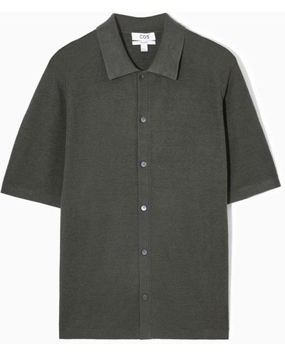 COS Ribbed-knit Linen Shirt - Grey