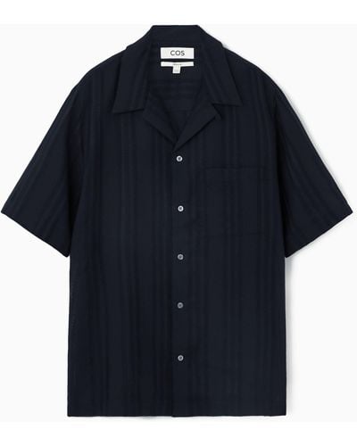 COS Striped Short-sleeved Shirt - Blue