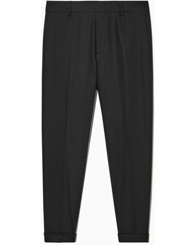 COS Turn-up Tapered Wool Pants - Black
